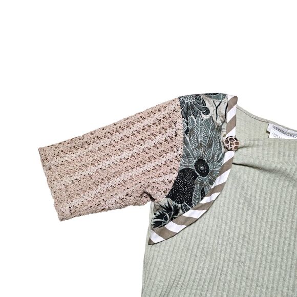 MADELEINE GAUCHER Two Piece Knit Set Top Maxi Skirt Lt Green Multicolor Medium - Picture 4 of 13